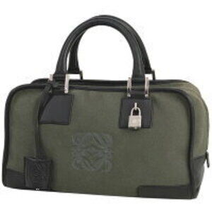 LOEWE Amazona Logo Anagram Handbag Grey Suede